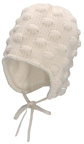 Sterntaler Baby Mädchen Strickmütze Baby GOTS Strickmütze Mütze - Baby Strickmütze, Mütze Baby - aus Baumwolle mit Bindeband - beige, 47