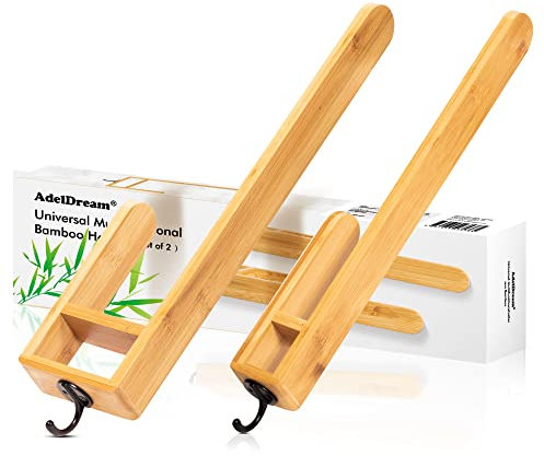 AdelDream Porte-Serviettes de Salle de Bain en Bambou respectueux de l'environnement à Coller sur Un Porte-Serviettes de Salle de Bain Autocollant de 37 cm pour Toutes Les Tailles de Serviettes