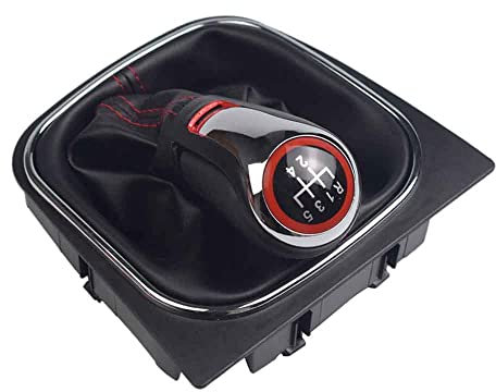 Kakulkomen Schaltsack Schaltmanschette Schwarz Schaltknauf 5 Gang kompatibel mit V-W Golf 6 Golf 5 A5 MK5 GTI GTD R32 2004-08 Scirocco 09-14