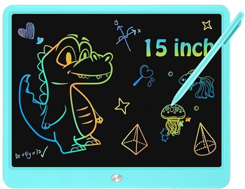Bunte LCD Schreibtafel Kinder 15 Zoll, Maltafel Zaubertafel Writing Tablet Ektronischer Grafiktablet 3-12 jährige mädchen Jungen kinder Spielzeug Geschenke (Blau)