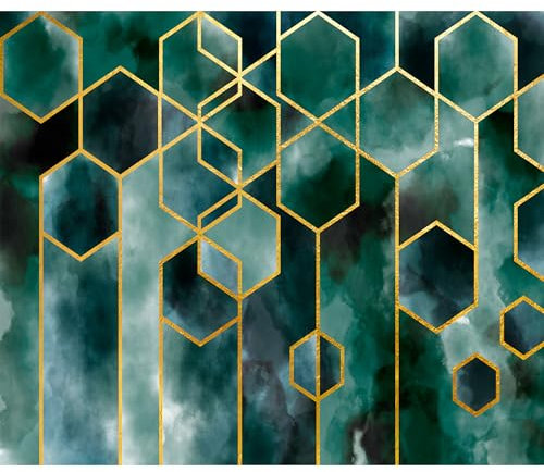 decomonkey Fototapete Abstrakt Geometrisch 450x315 cm Tapete Fototapeten Vlies Tapeten Vliestapete Wandtapete moderne Wand Wandbild Schlafzimmer Wohnzimmer Modern Hexagon
