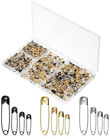 Mr. Pen - Assorted Color Safety Pins, 600 Pack, Anti-Rust Steel, 4 Sizes, Perfect for Clothes, Crafts and More