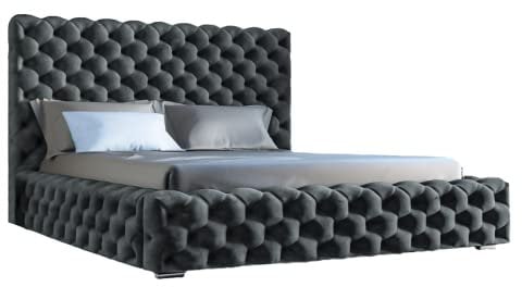 Heaven Polsterbett im Glamour-Stil mit zwei Bettkästen, verstärkter Holzrahmen, Chrombeine - große Auswahl an Stoffen - Komfort und Funktionalität – luxuriöses Schlafzimmerbett Größe 160x200
