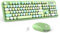 GEEZER Ensemble clavier et souris sans fil – Clavier coloré de taille complète vert olive 104 touches – Récepteur USB 2,4 G Plug and Play avec touches rondes pour machine à écrire – Pour Windows, PC,