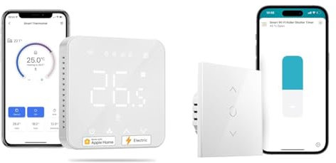 Meross Thermostat Connecté, 16A Thermostat pour Chauffage au Sol Électrique Compatible avec HomeKit & Interrupteur Volet Roulant Connecté (Fil Neutre REQUIS), Interrupteur de Rideau