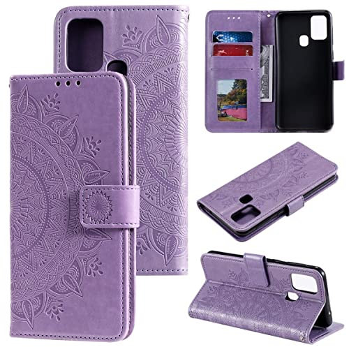 CoverKingz Handy Tasche kompatibel mit Samsung Galaxy M21/M30s - Handycase mit Kartenfach Handyschutzhülle Cover - Smartphonehülle klappbar Motiv Mandala Lila