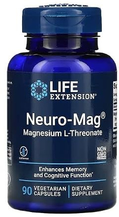 Life Extension, Neuro-Mag, Magnesium-L-Threonate, Minerals, Muscle Cramps, 90 Capsules, Nutritional Supplement, Vegan, Gluten Free, Soy Free