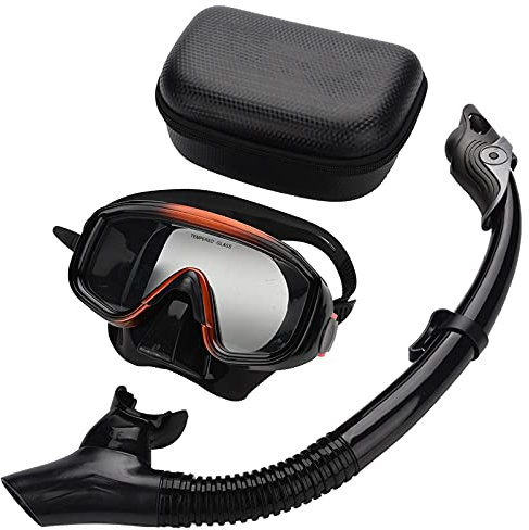 Schnorchel-Set für Erwachsene, Dry Top Schnorchelmaske, gehärtetes Glas, Anti-Fog, Taucherbrille, Schnorchelausrüstung, freies Atmen, für Männer und Frauen, Schwimmen, Tauchen, Tauchen