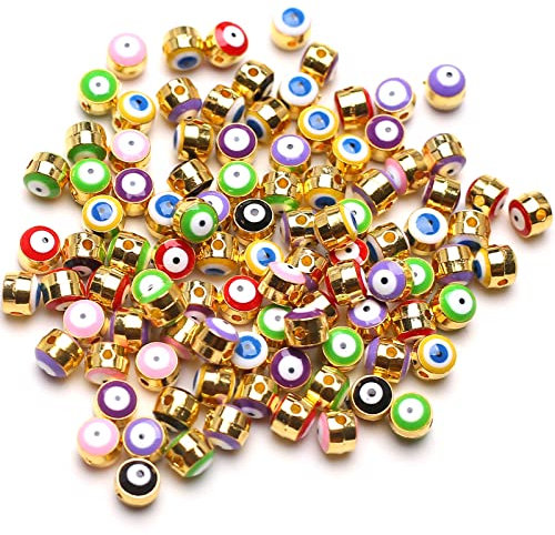 HERZWILD Evil Eye Beads 100pcs Charm Pendant Eye 6mm Charms Beads DIY Jewellery for Bracelets Necklace Jewellery Making (G)