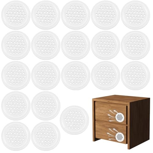 20 Piezas Rejillas Ventilacion Blancas 35 mm, Redonda Rejilla Ventilacion, Malla Agujero de Ventilación, Muebles Rejilla Ventilacion Armario, para Gabinete, Guardarropa (Blanco)