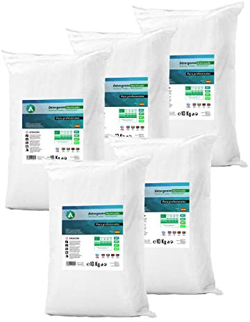 Waschpulver für Waschmaschinen 50 kg - Waschmittel für weiße & bunte Wäsche - Großpackung für Haushalt & Gewerbe - Profi Reinigungskraft - 5 x 10 kg Säcke - Vitacab Basic