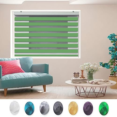 Lamellenvorhang 100 x 160 cm Sichtschutz Blendschutz Hitzeschutz Sichtschutz-Rollo Inkl. Aller Montage-Teile für Fenster oder Tür, Badezimmer, Grün