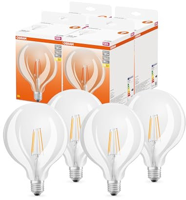 OSRAM LED Star Globe125 LED Lampe für E27 Sockel, Globe-Form, FIL, 806 Lumen, warmweiß (2700K), Ersatz für herkömmliche 60W Glühbirnen, nicht dimmbar, 4er-Pack