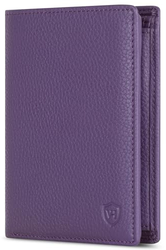 VON HEESEN Leder Geldbörse RFID Schutz I Echtleder Geldbeutel für Damen & Herren I Portemonnaie Brieftasche Wallet Portmonee (Violet)