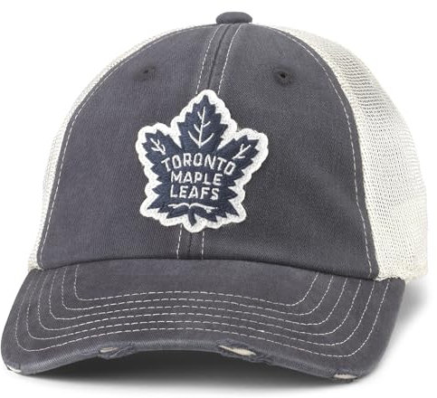 AMERICAN NEEDLE Offiziell lizenzierte NHL Hockey Orville Teammütze, Distressed, Dad Cap, verstellbar, authentisch, Toronto Maple Leafs (Marineblau/Stein), Einheitsgröße