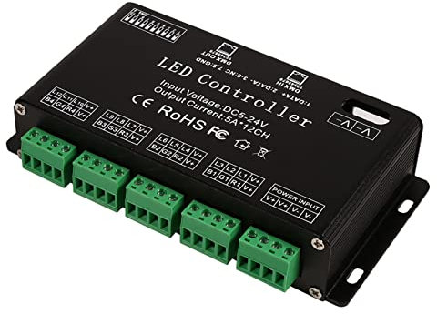Akozon DC5V 24V 6 Kanal RGB Led Controller DMX Decoder Treiber St Modul Schwarz Farbe DMX Led St