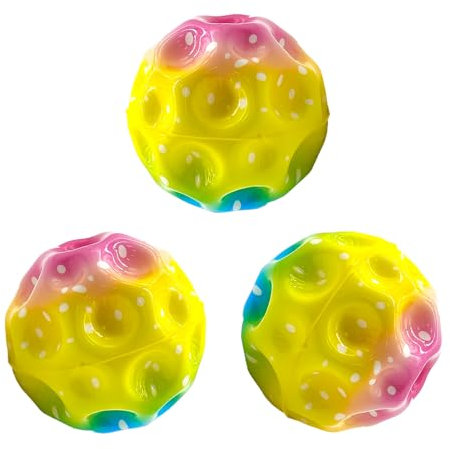 YEJAHY 3 Stück Color Jump Ball, Space Super High Bounce Moon Ball, Bouncing für Kinder, Space Theme Bouncy für Kinderpartygeschenk (Mehrfarbig)