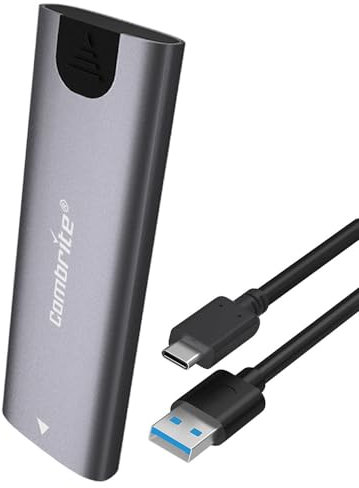 Combrite M.2 NGFF SSD Enclosure USB-C 3.2 Ultraspeed External HDD Caddy Tool-Free Design, For M2 NGFF SATA SSD 2230/2242/2260/2280, Aluminum M.2 Enclosure