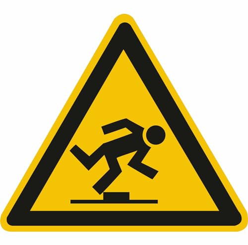 Indigos UG - Schild Warnung vor Stolpergefahr Warnschild, 10 cm - Hinweisschild - Warnschild