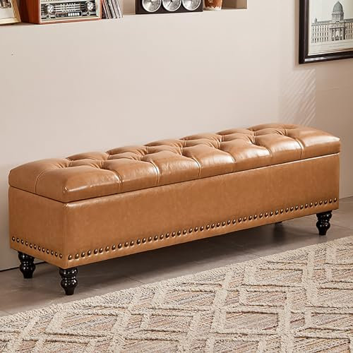 Pouf de rangement avec couvercle, banc d'entrée, banc de rangement chambre, banc de bout de lit, coffre de rangement bois, coffre banc, banquette lit, coffre banc, coffre osier, repose pied canape ( C