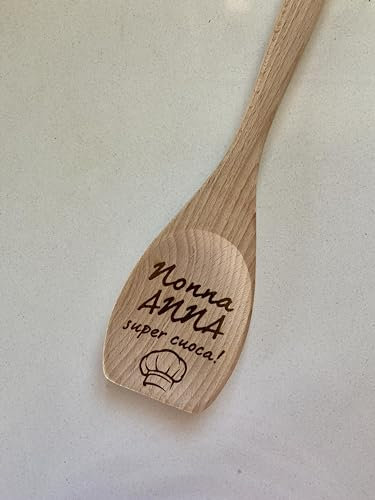 Generico Mestolo spatola in legno personalizzato con nome- regalo personalizzato - cucina - festa nonni- mamma- papà- Natale, Righello15