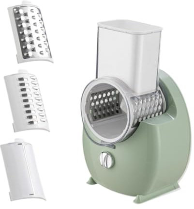 F Fityle Grattugia elettrica per Formaggio Trituratore 3in1 Grattugia per Alimenti Grattugia per Verdure Grattugia rotativa per polpette di Hamburger Cetriolo, Verde