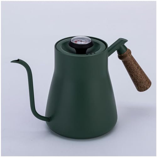 NISMIA Caffettiera a Goccia, bollitore a Collo D'Oca in Acciaio Inox con termometro per caffè, tè, Moka, Espresso,Verde,850ml