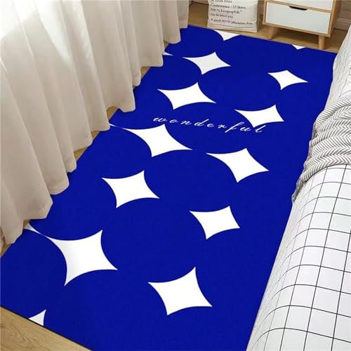 Alfombra 3D Rejilla De Liberación Azul, Alfombra De Pelo Corto, Alfombra De Cocina, Dormitorio, Salón, Comedor, Estudio, Oficina, Plegable, 200 X 300 Cm -0W5J9R7