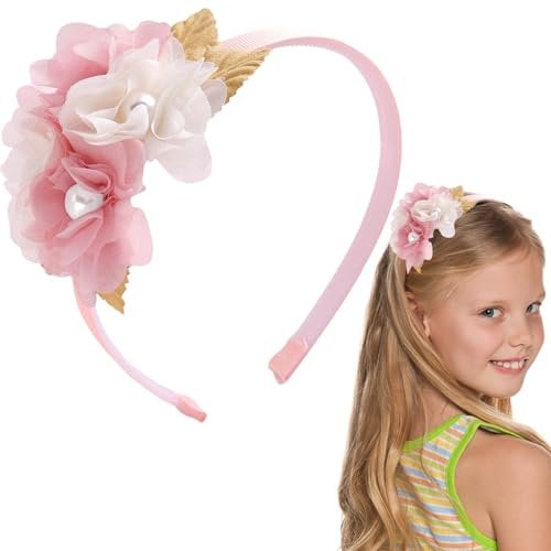 Girls Pink Flower Headband,Pink Princess Headband, for Girls, Kids, Women Birthday Party Wedding Hair Accessories