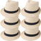 AMOYER Chapeaux Fedora en Paille À Bord Court, 6 Pièces, Chapeaux De Panama Unisexes, Casquette De Jazz, Chapeau De Plage, Cadeau De Fête De Mariage pour Les Invités