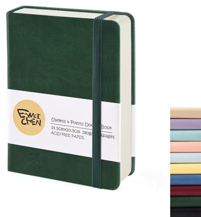 Small Blank Notebook, 96Pages, Hardcover Sketch Book for Drawing, 5.7x4.1 Pocket Journal Notebook for Travel, 180gsm Thick Paper Diary Notebooks for Work, Leather Cover Memo for Writing. Dark Green