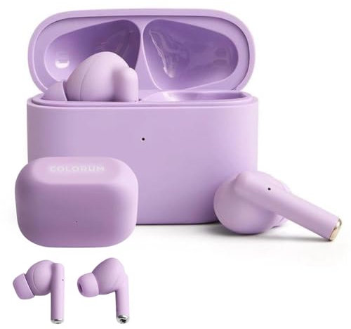 FOREVER COLORUM TWS Auriculares Bluetooth Lavanda - Auriculares Inalambricos Bluetooth con Graves Profundos - Intraurales Auriculares con Micrófono Compatibles con Android e iOS - Carga Rápida USB-C
