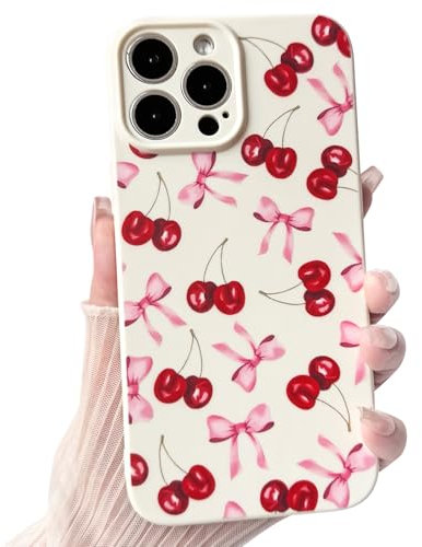 NITITOP Compatible with iPhone 12 Pro Case Cute Cherry Bowknot Ribbon for Women Girls Bow Design Cutely Shockproof Soft Girly Slim Soft TPU Fashion Protective Phone Cover - White
