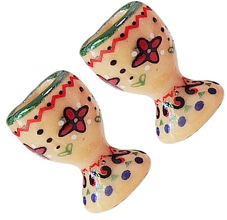 VICASKY 2pcs Mini Ceramic Wine Glasses Doll House Goblets Tiny Cups Wine Decoration