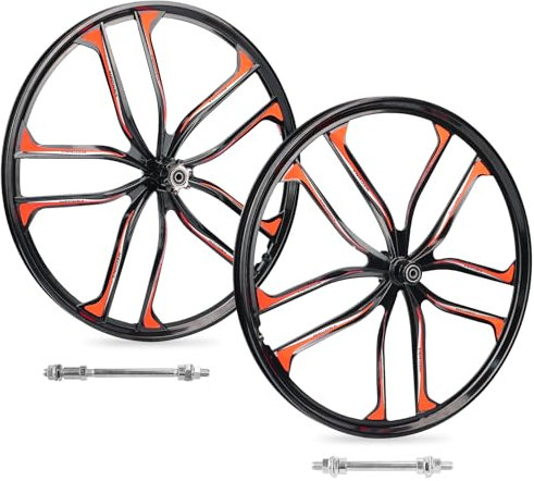 MEGHNA Fahrrad-Laufradsatz, 10 Speichen, leichtes Aluminium, 61 cm, integriertes Rad, kompatibel mit 6 Schrauben, Scheibenbremse, 7-12-Gang-Gewinde, Freilaufnabe für Mountainbike, Kinderfahrrad