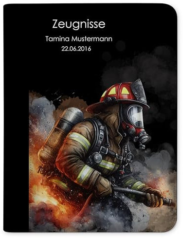 CreaDesign Customize A4 Zeugnismappe für Kinder 26,7x32,7x1 cm, Sichtbuch mit 10 Klarsichthüllen, erweiterbar auf bis zu 20 Taschen, Feuerwehr Junge Design, Dokumentenmappe für Schüler