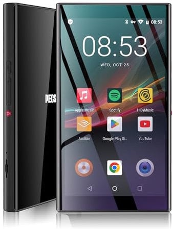 128GB MP3-Player mit Bluetooth und WiFi, 5 Touchscreen Android 14 Musikplayer mit Play Store, Spotify, Pandora, Amazon Music, MP3 & MP4 Player für Kinder mit Libby, Audible, bis zu 512GB