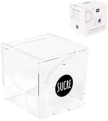 ROCKING GIFTS Azucarero Acrílico con Cuchara - Dispensador Azúcar Cocina - Recipiente Transparente - 6cm - Almacenamiento Azúcar