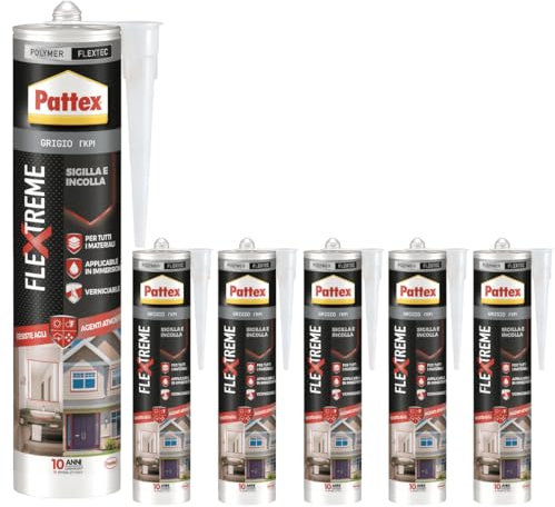 Montage Kleber Grau - Hochleistungsdichtstoff - Hohe Anfangshaftung - Witterungs & UV-Beständig - Vielseitig Einsetzbar - Bau und Renovierungsbereich - Innen und Außen (6 x 280ml)