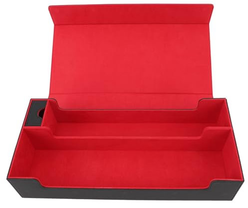 EVTSCAN Scatola porta carte in pelle PU resistente, grande capacità, chiusura magnetica, custodia per carte da gioco (Black Red)