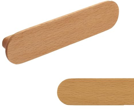 keypak 10 Pack Wooden Bar Handles 64mm Screw Hole Distance Oak Finish | 128mm Bar Pull Handles for Kitchen Cabinets & Drawers, Wardrobes, Cupboards, Furniture & DIY Renovations