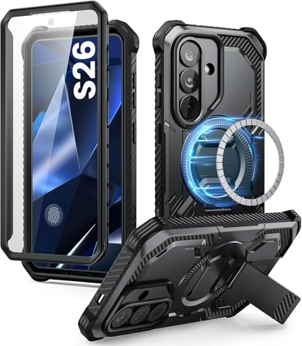 i-Blason für Samsung Galaxy S26 Hülle Kompatibel mit Magsafe, Schwarz | Bumper Case 360 Grad Handyhülle Robust Schutzhülle Cover (Armorbox) mit Displayschutz und Ständer für Samsung S26 6.3''