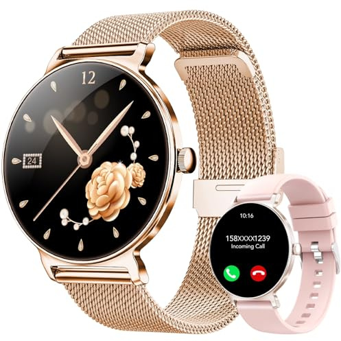 taopodo Reloj Inteligente Mujer, 1.27 Smartwatch Mujer con Llamadas, Monitor de Sueño, Función Femenina, 120+ Modos Deportivos, Podómetro, 24H Pulsómetro, SpO2, IP68, para Android/iPhone