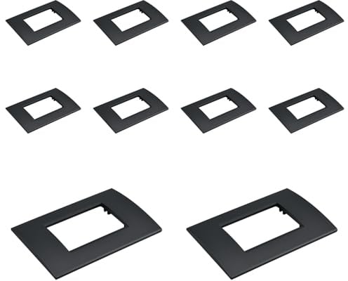 10 Pezzi Placca Plastica Quadrata, 3 Moduli Posti Per Scatola 503, Compatibile Con Bticino Living, Colore Nero, Serie MBL