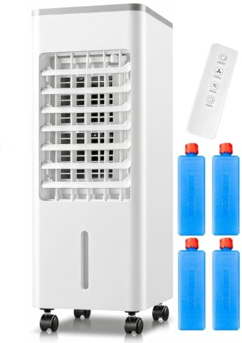 STTTBD Enfriador Aire 4 En 1, 6/12 L, Aire Acondicionado Portátil Sin Manguera Escape, 3 Velocidades Ventilador, Humidificador, Purificador Aire para Hogar, Habitación U Oficina. 6L