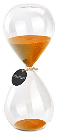 SWISSELITE Sanduhr Biloba Sanduhr inspiriert Glas/Zuhause, Schreibtisch, Büro Dekor (16,5 cm – 15 Minuten, orange)