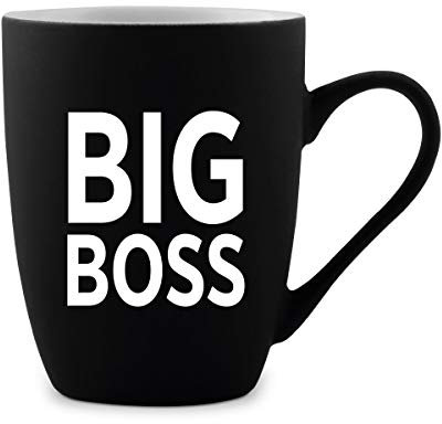 KIXY Tasse 300 ml Keramik gummiert Schwarz Witziges Lustiges Geschenk - Big Boss