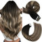 Moresoo Tape Extensions Echthaar Schwarz Braun mit Karamellblond Balayage Echthaar Extensions Tape Haarverlängerung Invisible Tape Extensions Echthaar Ombre 50cm 50g #1B/3/27