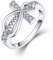 JO WISDOM Damen Ringe silber 925 Infinity Unendlicher Kreuz Kruzifix Ring mit 3A Zirkonia Swarovski,Schmuck für Frauen