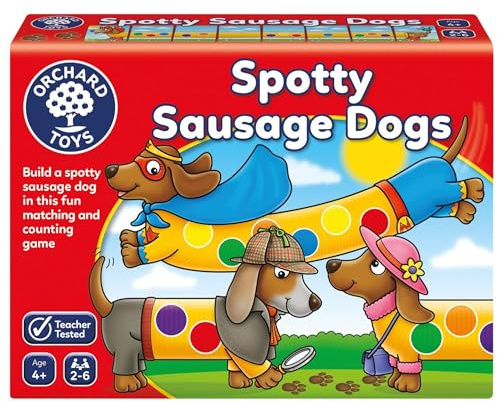 Orchard Toys Spotty Sausage Dogs, Fun Memory and Counting Game, Perfect for Children age 4+, Family Game, Educational Toy, Yellow